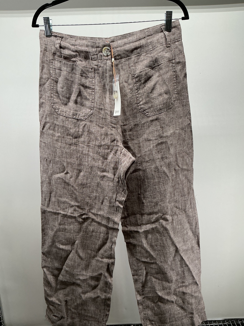 100% European Linen Patch Pocket Wide Leg Pants - 28"